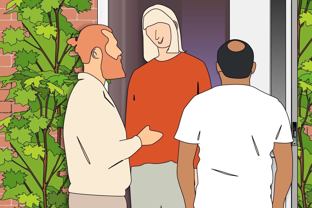 Illustration of three people talking