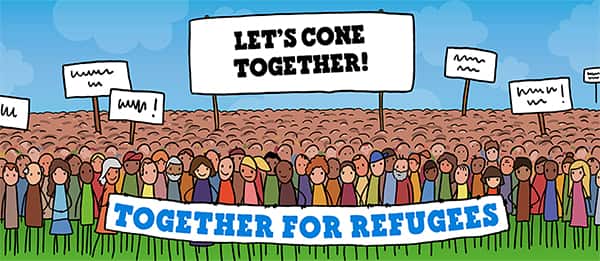 header image for Cone Together, a European refugee resettlement campaign